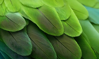 Naklejka premium feathers, bright green shades, nature photography style