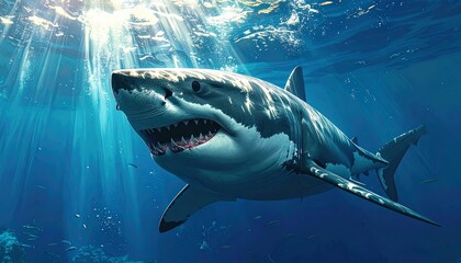 Fototapeta premium Shark Underwater Scene