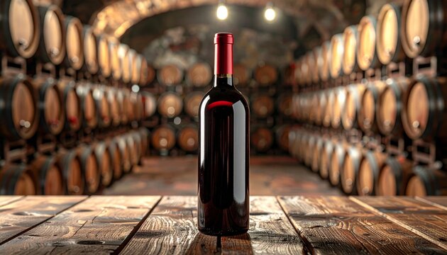 Wine Bottle in Cellar Background