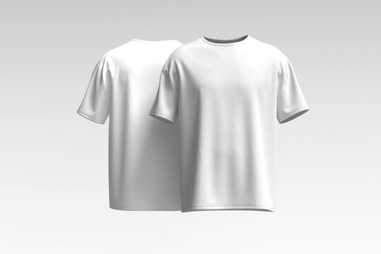 HighQuality White T Shirt Mockup Collection Front and Back Views On grey Background