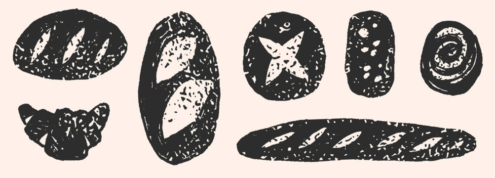 Loaf of Bread, Bread Bakery, Bakery Logo, Bakery, bakery shop, Bread, hand drawn bread, sourdough, baguette, white bread, challah, boule, pastry in SVG Vector