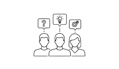 Fototapeta premium A minimalist vector graphic illustrating a group of people with ideas