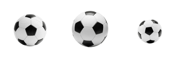 Fototapeta premium Soccer Ball isolated on white background, Football, Ballon de Foot, Balón de Fútbol, Classic Hexagon Pattern, Professional Match Ball, FIFA Standard.