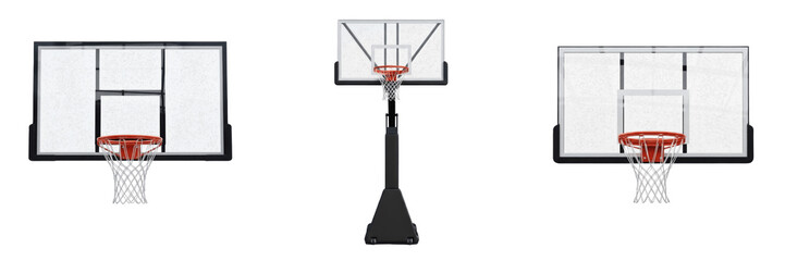 Basketball Hoop isolated on white background, Rim, Panier de Basket, Canasta de Baloncesto, Professional Steel Rim, Sports Equipment, Court Gear. © dakarid