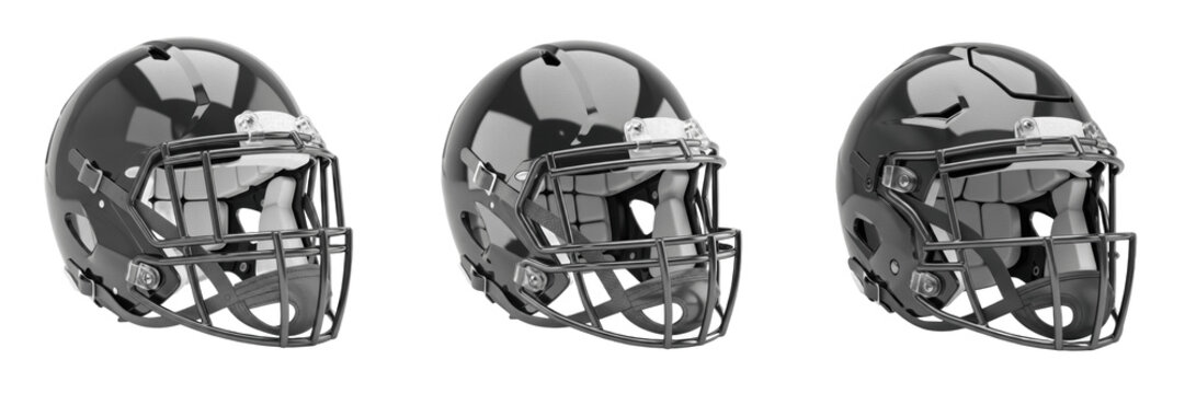 American Football Helmet isolated on white background, Casque de Football, Casco de F&uacute;tbol, Professional Protective Headgear, Facemask Safety Gear.