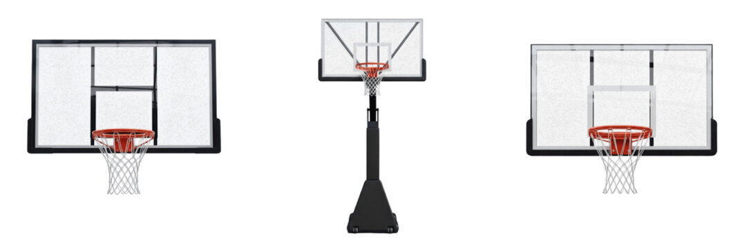 Basketball Hoop isolated on white background, Rim, Panier de Basket, Canasta de Baloncesto, Professional Steel Rim, Sports Equipment, Court Gear.