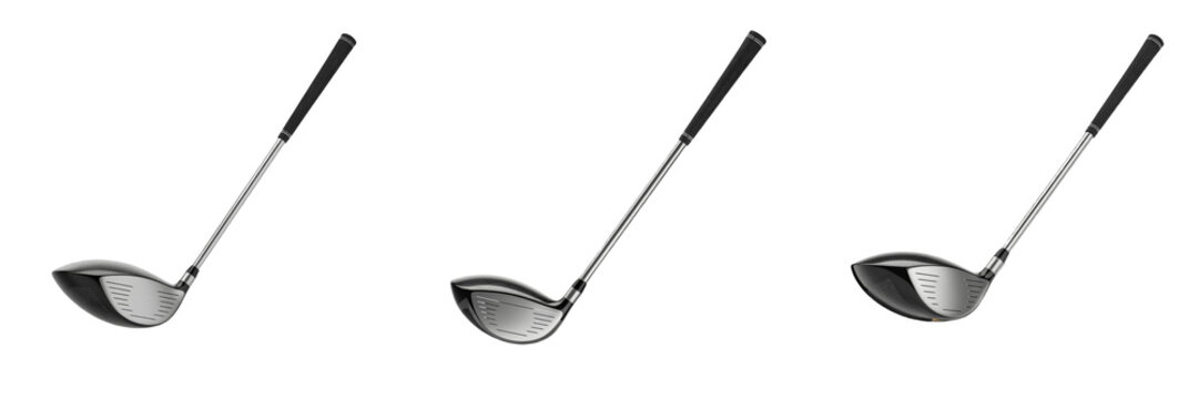 Professional Golf Club isolated on white background, Driver, Club de Golf, Palo de Golf, Titanium Head, Graphite Shaft, Luxury Sports Equipment.