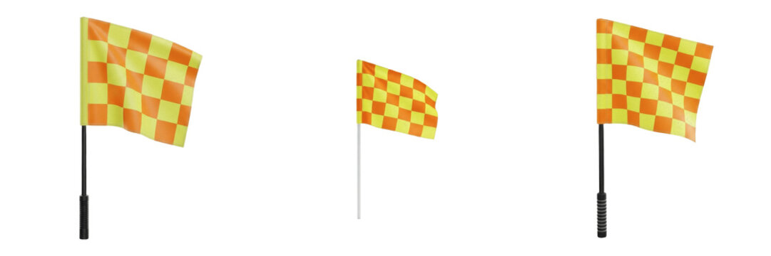 Referee Linesman Flag isolated on white background, Drapeau d'Arbitre, Bander&iacute;n de &Aacute;rbitro, Soccer Official Gear, Sports Signaling Equipment.