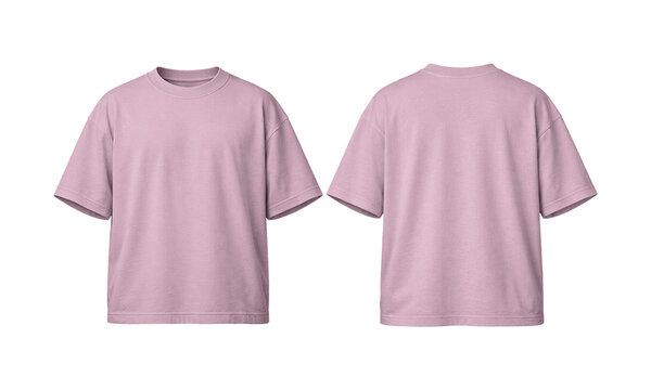Boxy shirt mockup featuring light pink tshirt front and back view for fashion design presentation. Suitable for trendy apparel designs.