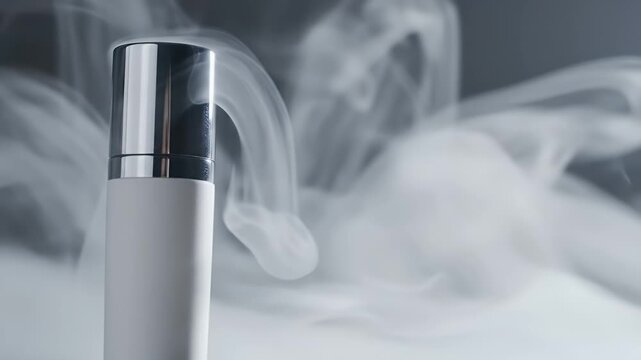Blank White Cream Tube With Silver Cap Surrounded By Wispy White Mist Against A Dark Background Seamless Loop