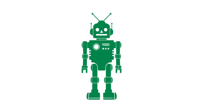 Green Robot Illustration with Antennae on Head.