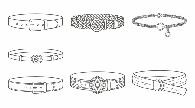 Collection of various stylish belts and bracelets for fashion accessories.