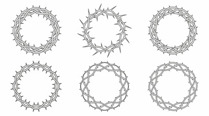 Obraz premium Crown of Thorns Vector Set, Religious Symbolism, Christian Iconography, Passion of Christ, Holy Week.