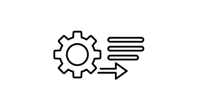 Gear with Arrow and List Icon: Process, Workflow, and Automation Concept