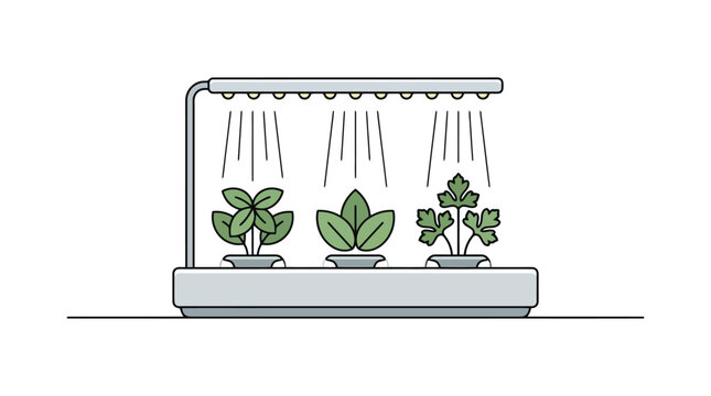 Indoor plants in a hydroponic system.