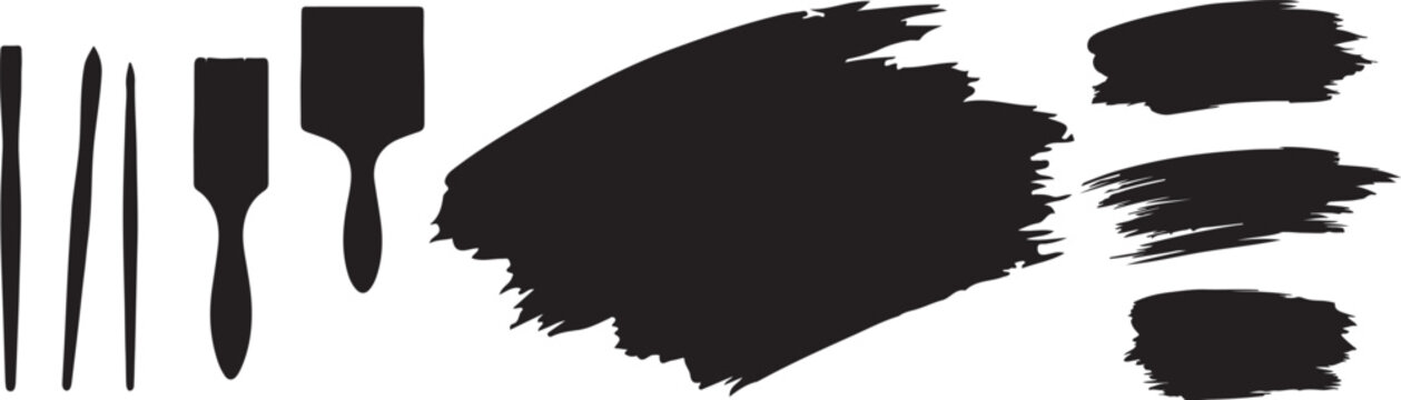 brush vector Collection of hand painted grunge brush strokes
