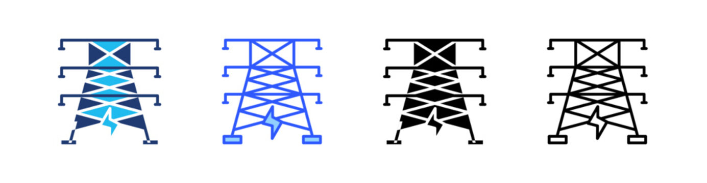 Power Grid Multiple Style Icon Set Collection Pack Web Banner Vector 