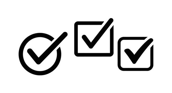 Simple black checkmark icons on white background indicating approval or confirmation