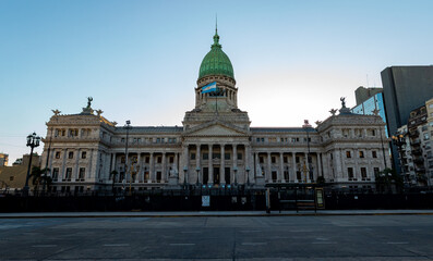 Fototapeta premium Palace of the Argentine National Congress in Buenos Aires at Dusk