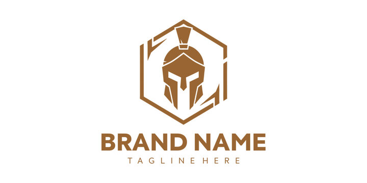 Spartan helmet logo design template.