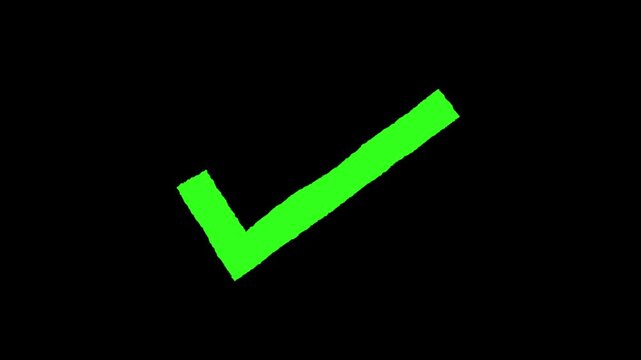 Green Checkmark on Black: A vibrant green checkmark stands out against a black background, symbolizing accuracy and success.