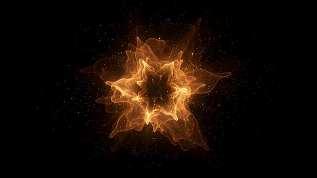 glowing orange energy star shape in dark background