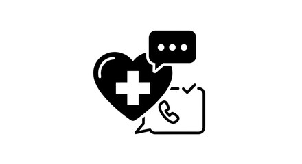 Fototapeta premium Healthcare communication icon: heart with cross, phone, chat bubbles