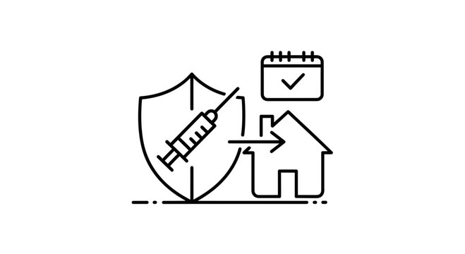 Vaccination protection for home, healthcare, safety, and calendar appointment concept
