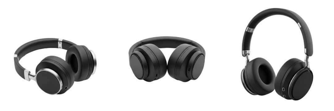Headphones with Empty Branding Isolated on White Background, Auriculares, Casque, 耳机, Audio Listening Device, Electro-Acoustic Transducer, Sound Accessory