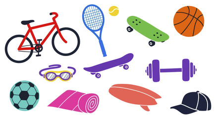 Fototapeta premium Collection of Sports and Outdoor Recreation Equipment.