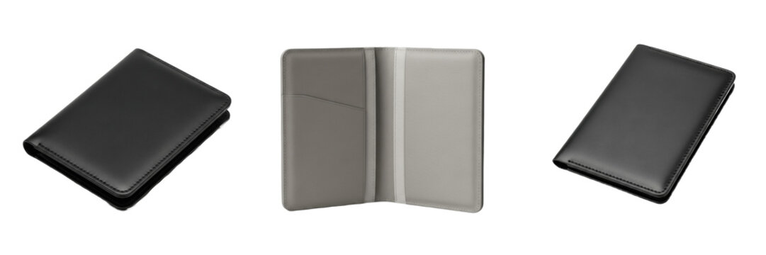 Passport Cover with Blank Design Isolated on White Background, Funda de Pasaporte, Prot&egrave;ge-passeport, 护照套, Travel Document Sleeve Mockup, Protective Travel Wallet, Leather Accessory