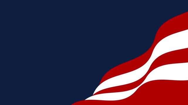 Memorial Day background, 4th of July illustration animation with copy space red, white, blue USA Flag colors, stars