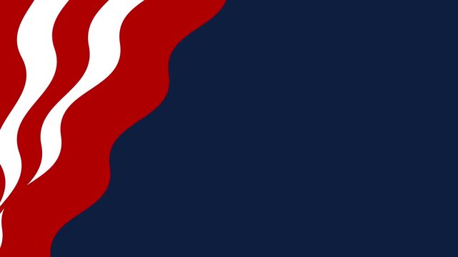 Memorial Day background, 4th of July illustration animation with copy space red, white, blue USA Flag colors, stars