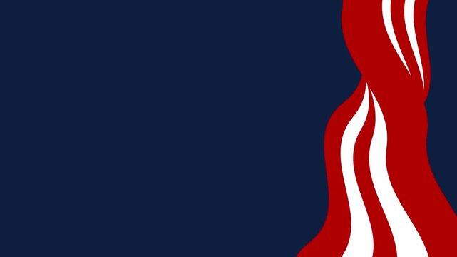 Memorial Day background, 4th of July illustration animation with copy space red, white, blue USA Flag colors, stars