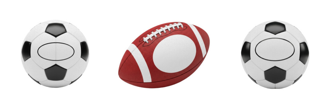 Football with Blank Logo Isolated on White Background, Bal&oacute;n de F&uacute;tbol, Ballon de Foot, 足球, Spheroid Athletic Ball Mockup, Soccer Equipment, Team Sports Gear Design