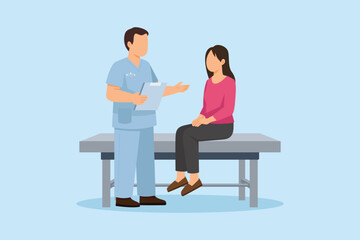 Fototapeta premium Nurse explaining care to patient, Doctor and patient concept illustration flat design