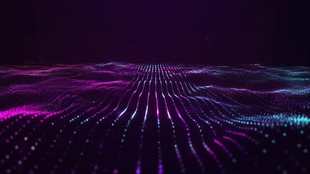 Digital Waveform: A mesmerizing digital artwork, where a sea of vibrant dots and lines ebb and flow, creating a dynamic visual representation of data streams and the digital world. 