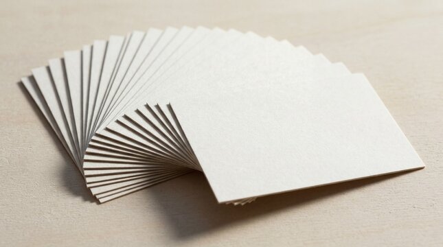 A stack of thick rectangular paper cards featuring a subtle textured pattern on their surfaces