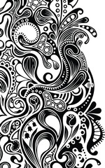 Fototapeta premium Intricate Black and White Ornamental Floral Pattern