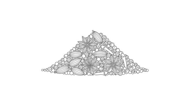A pyramid shape formed by a pile of stones on a white background.