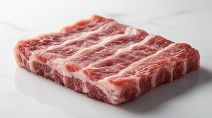 Fototapeta premium Raw Pork Belly Slices Closeup Fresh Meat