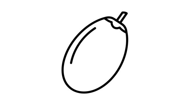 A simple line drawing of an egg or oval shaped object with a stem attached.
