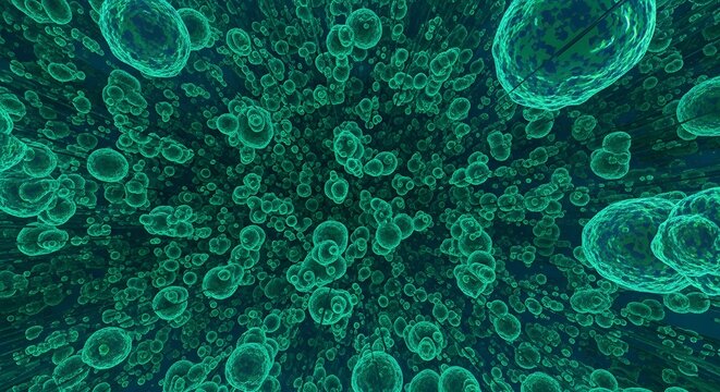 Abstract Microscopic Cells in Green Tones