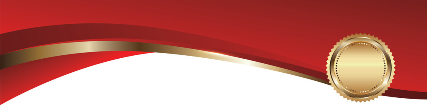 Red Wave Certificate Border with Gold Seal Award