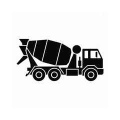 Fototapeta premium Simple black silhouette illustration of a concrete mixer truck