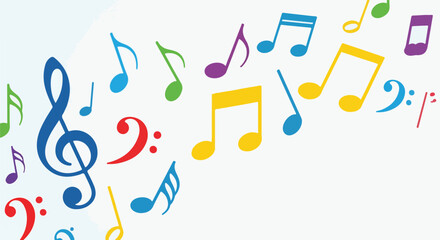 Colorful music notes floating freely. © kalimi