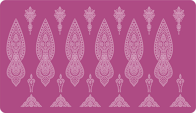 Rhinestone Long Paisley Design Set, Crystal Vertical Motifs for Saree Border and Kurti Design