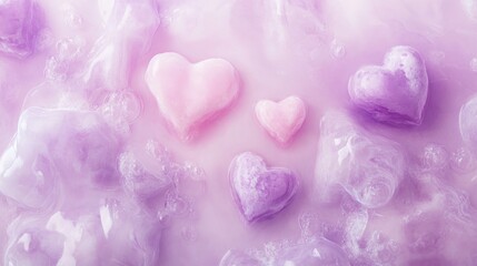 Obraz premium Lavender heart ice cubes in a purple liquid