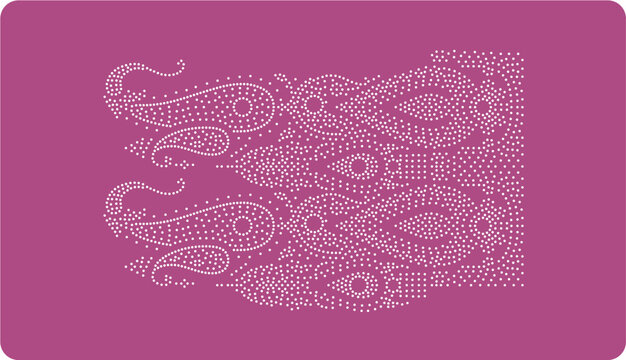 Rhinestone Paisley Panel Design, Crystal Heavy Motif Pattern for Textile and Garment Decoration