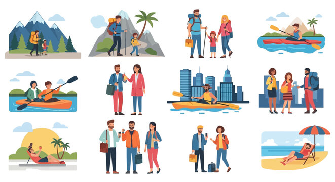 Diverse People Enjoying Outdoor Activities and City Life: Travel, Adventure, Leisure